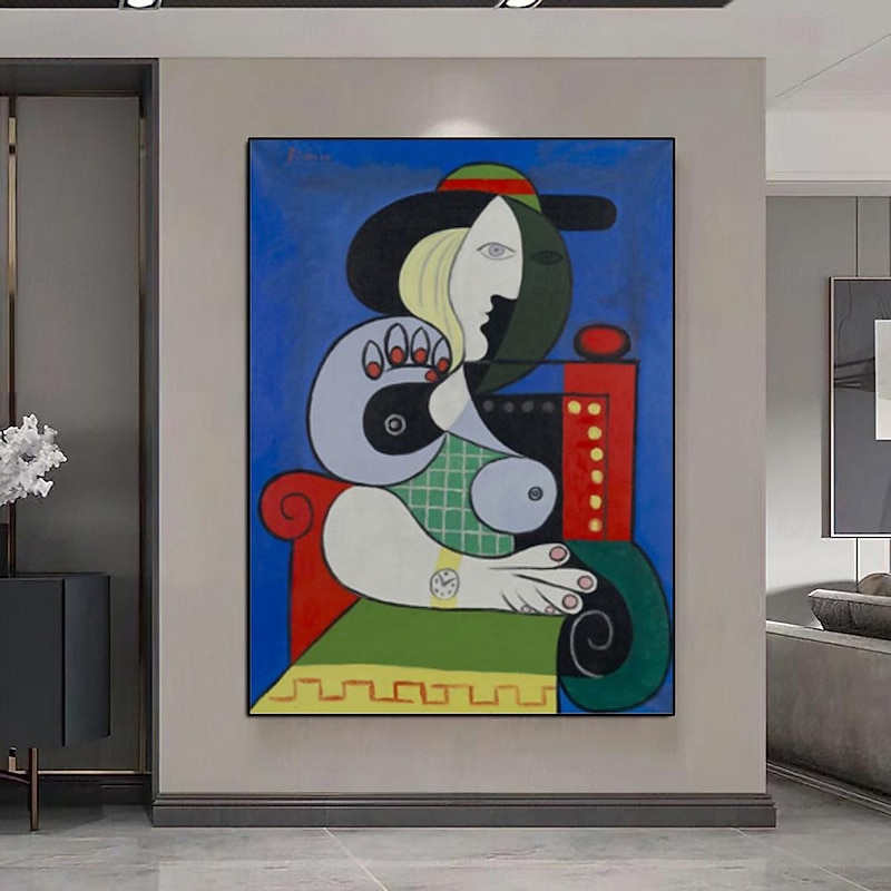 Hand painted Pablo Picasso Woman with a Watch oil painting  Hand-Painted Oil Painting Replica Large Dinning Room Wall ArtBed Room Wall DecorKitchen Framed Art or only canvas3