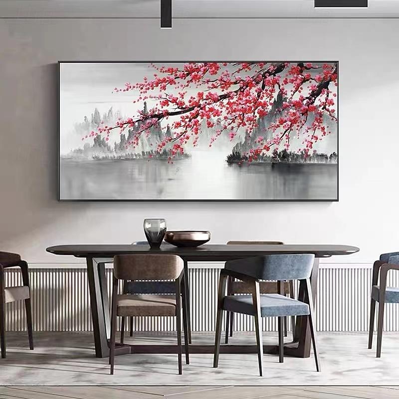 Hand painted Large Abstract Flower Oil Painting on Canvas Original Cherry Blossoms Painting Home Room Decor Living room Wall Decor Modern Wall Art Rolled Canvas No Frame