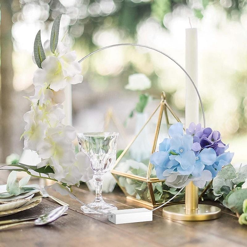 2 Pcs Wooden Base Metal Handmade Wreath Iron Ring Wedding Table Decoration Diy Wreath Scene Decoration3