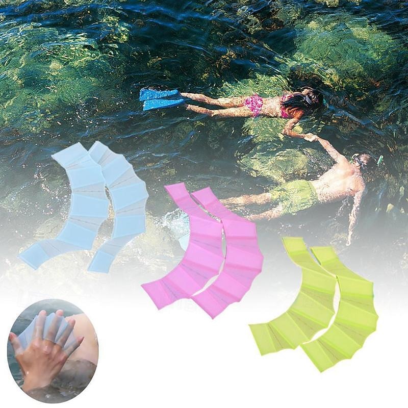 2Pcs Men Women Child Silicone Swim Pool Sports Professional Training Swimming Half Finger Hand Fins Webbed Gloves Paddles Equipment3