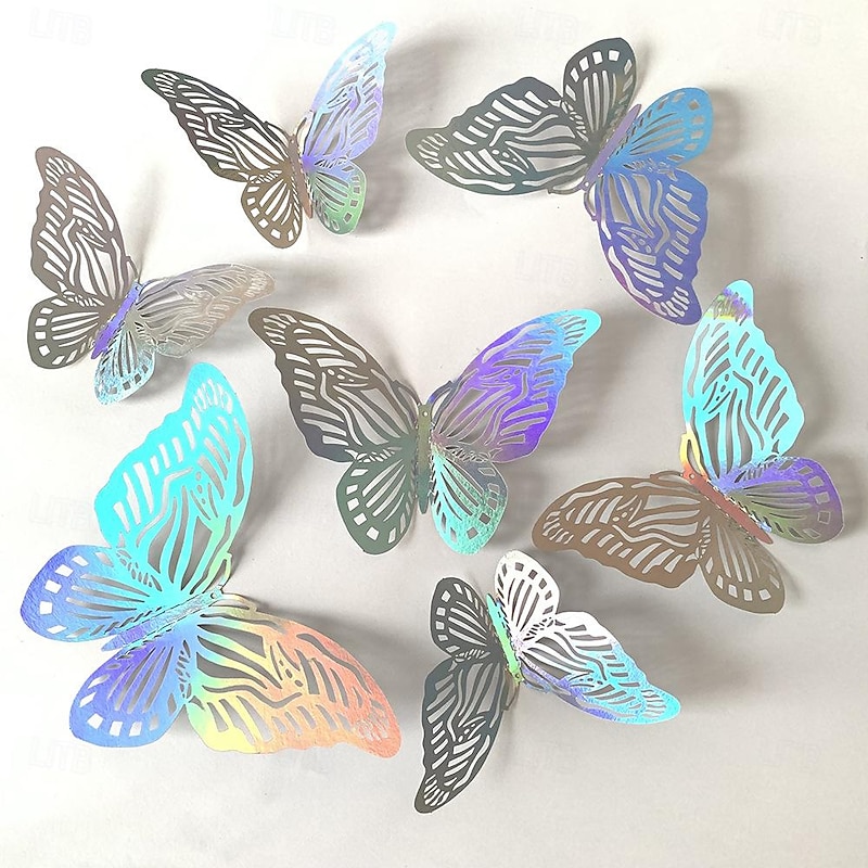 24 Pcs 3D Butterfly Wall Stickers Cake Balloon Decorative Accessories for Wedding Festivals and Parties in Foreign Trade4