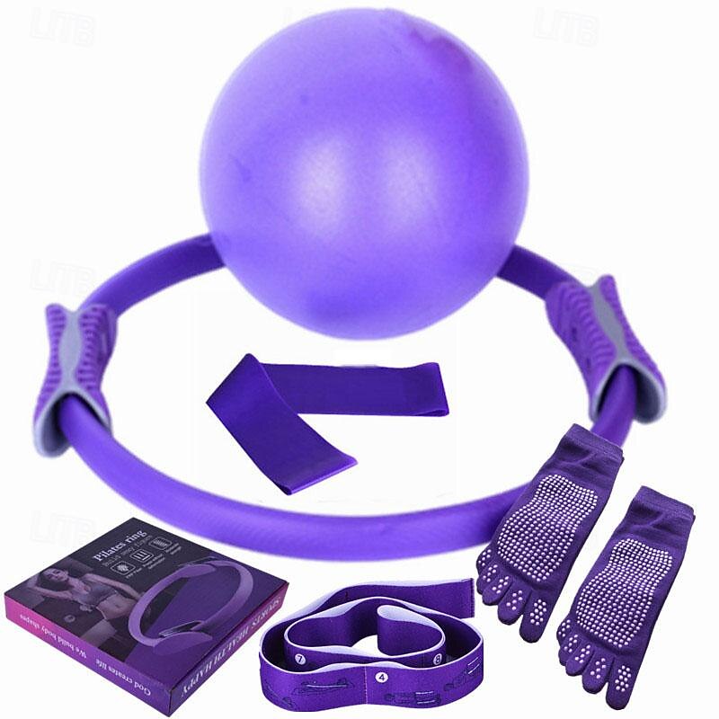 Yoga Circle Six Piece Pilates Circle Leg Clamp Position Belt Anti slip Yoga Long Finger Socks Open Back Latex Tension Ring3