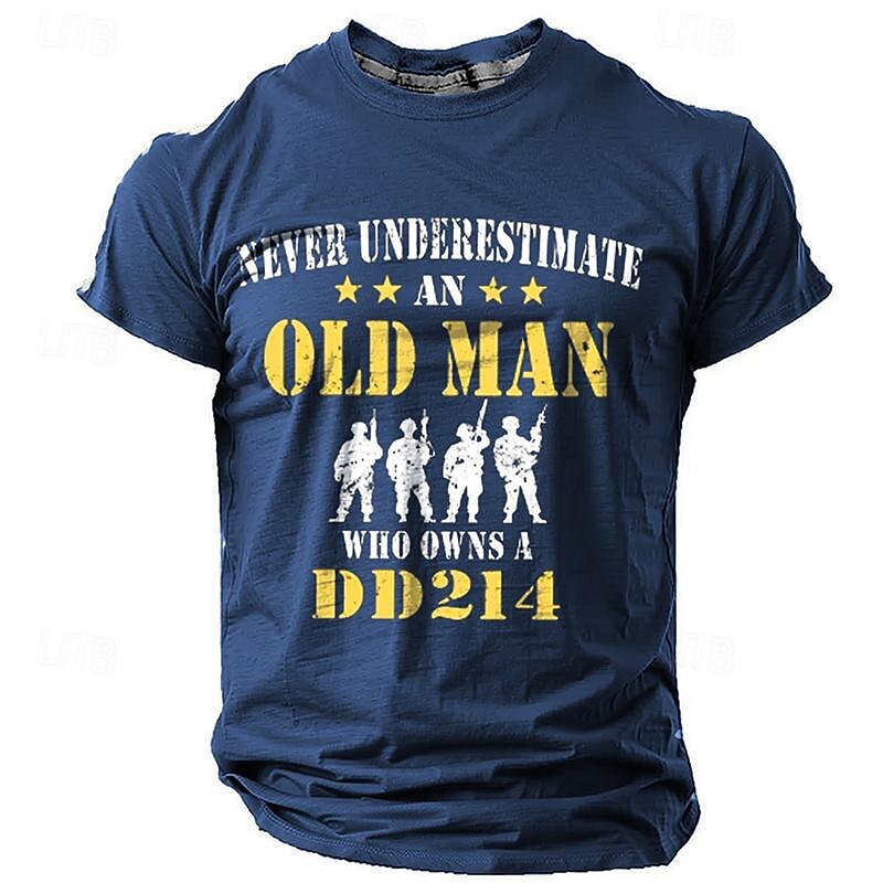 Men's Soldier Old Man T Shirt Short Sleeve T shirt 3D Print Crew Neck Shirt Designer Retro Vintage Casual Sports Outdoor Holiday Going out Black Navy Blue Brown Spring & Summer Clothing Apparel S M L3