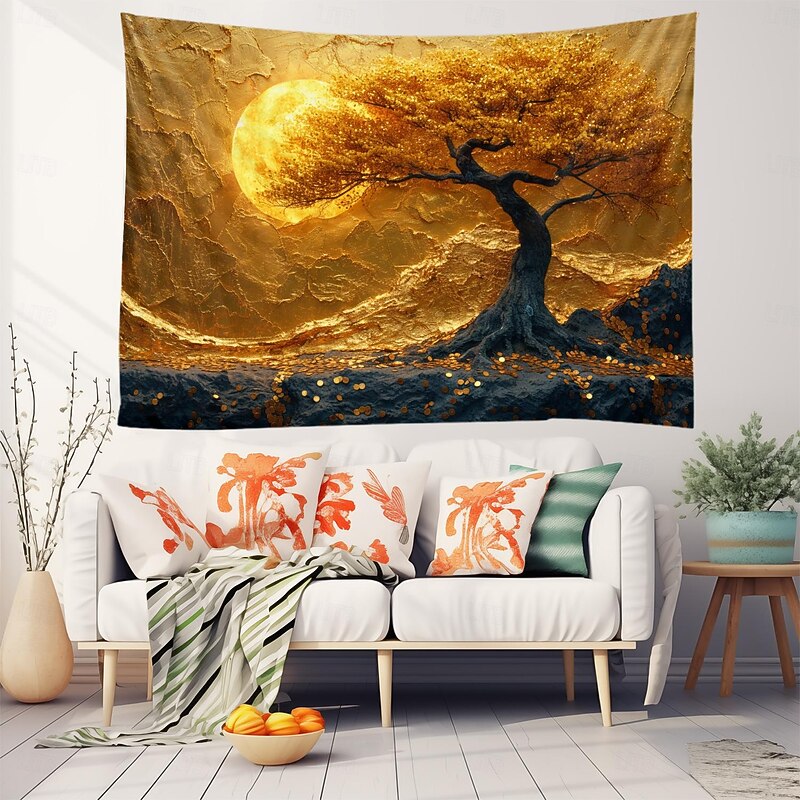 Tree of Life Painting Hanging Tapestry Wall Art Large Tapestry Mural Decor Photograph Backdrop Blanket Curtain Home Bedroom Living Room Decoration3