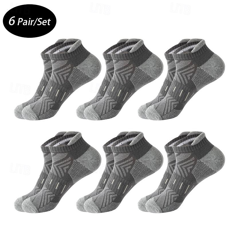 Men's 6 Pack Multi Packs Socks Ankle Socks Low Cut Socks Running Socks Casual Socks Black White Color Color Block Sports & Outdoor Casual Daily Basic Medium Spring Fall Fashion