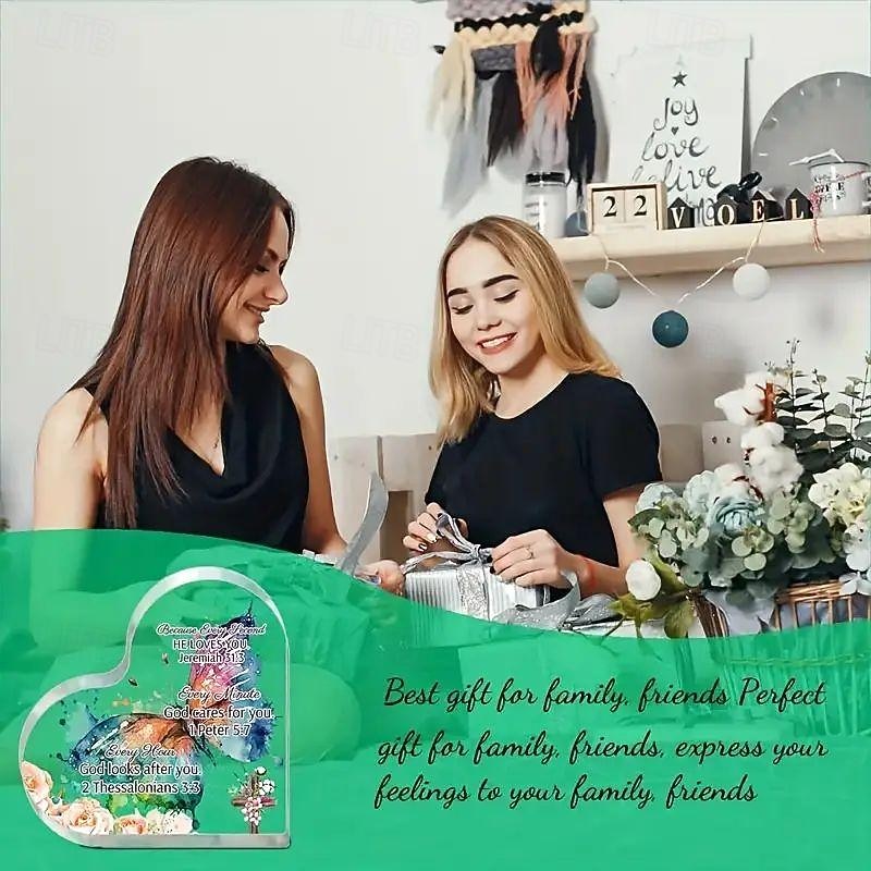 Acrylic Heart Plaque Christian Gifts For Women Men Faith Christmas Acrylic Paperweight Inspirational Religious Gifts Home Decor Room Decor Scene Decor Office Decor3