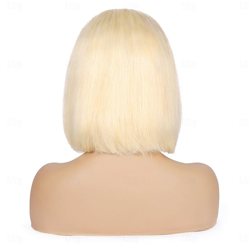 Remy Human Hair 613 Blonde Bob Wigs Straight Hair T Part Bob Lace Wigs 150% Density with Baby Hair4