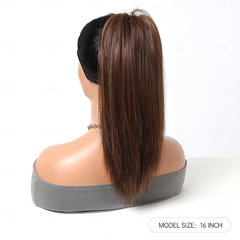 Drawstring Ponytails Women / Classic / Easy dressing Synthetic Hair Hair Piece Hair Extension Straight 16 inch Valentine's Day / Party Evening / Party / Evening2