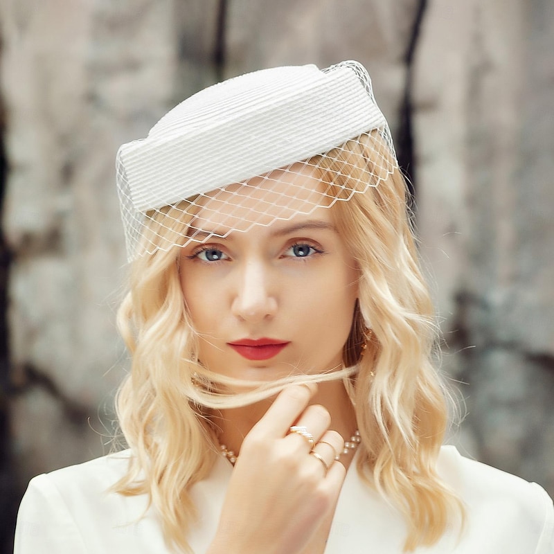 Hats Tulle Fiber Bowler / Cloche Hat Straw Hat Wedding Tea Party Elegant Wedding With Bowknot Tulle Headpiece Headwear4