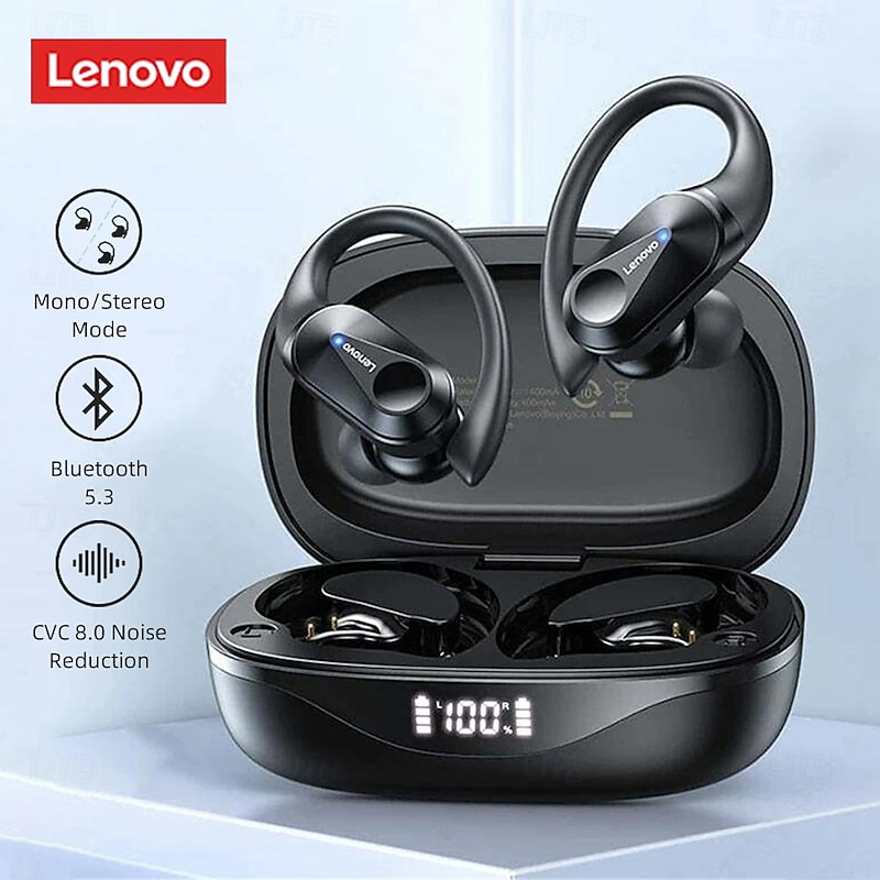Lenovo LP75 True Wireless Headphones TWS Earbuds Ear Clip Bluetooth 5.2 IPX5 Deep Bass Long Battery Life for Apple Samsung Huawei Xiaomi MI  Fitness Running Everyday Use Mobile Phone Car Motorcycle