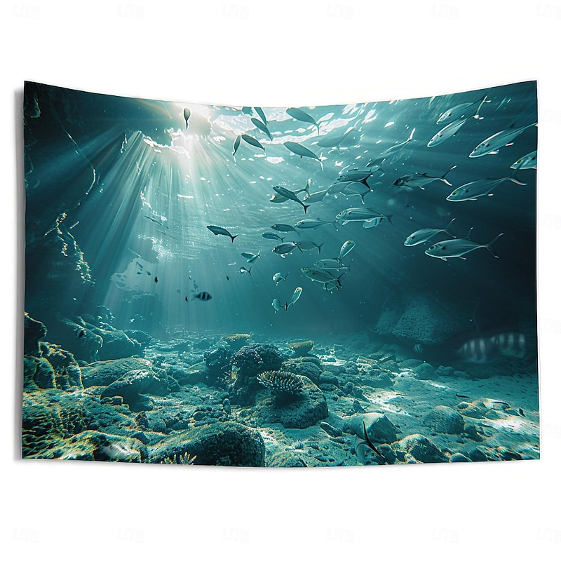 Undersea Landscape Hanging Tapestry Wall Art Large Tapestry Mural Decor Photograph Backdrop Blanket Curtain Home Bedroom Living Room Decoration4