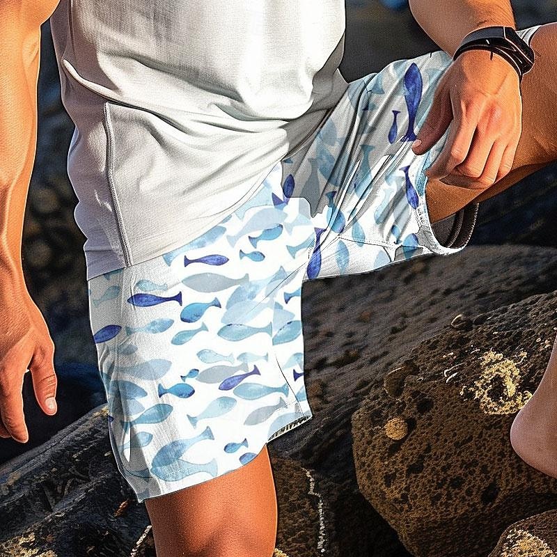 Men's Octopus Marine Life Swimming Trunks Board Shorts Swim Shorts Mid Waist Vacation Hawaiian Holiday Vacation Holiday Beach Drawstring with Mesh lining Elastic Waist Designer Clothing Apparel2