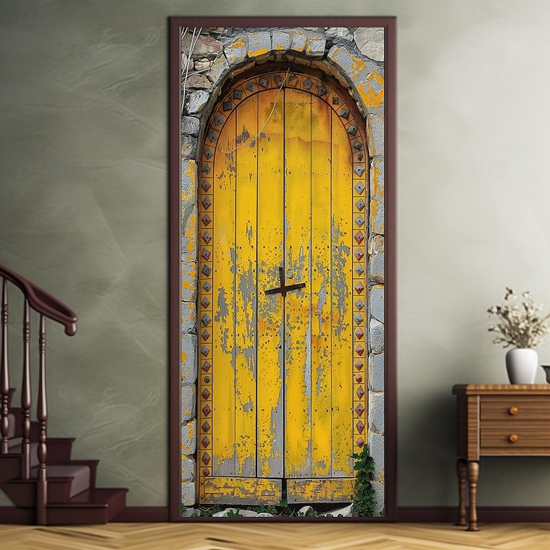 Blue Floral Door Door Covers Door Tapestry Door Curtain Decoration Backdrop Door Banner for Front Door Farmhouse Holiday Party Decor Supplies2