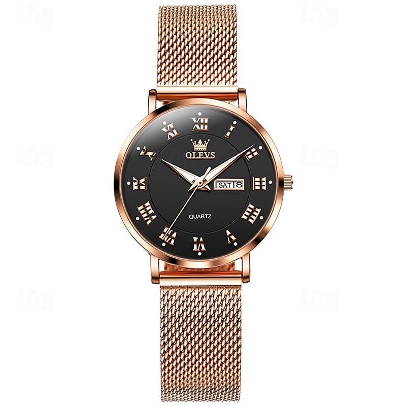 New Olevs Olevs Brand Women'S Watches Luminous Calendar Week Display Simple Quartz Watch Double Calendar High Value Ladies Waterproof Sports Watch3