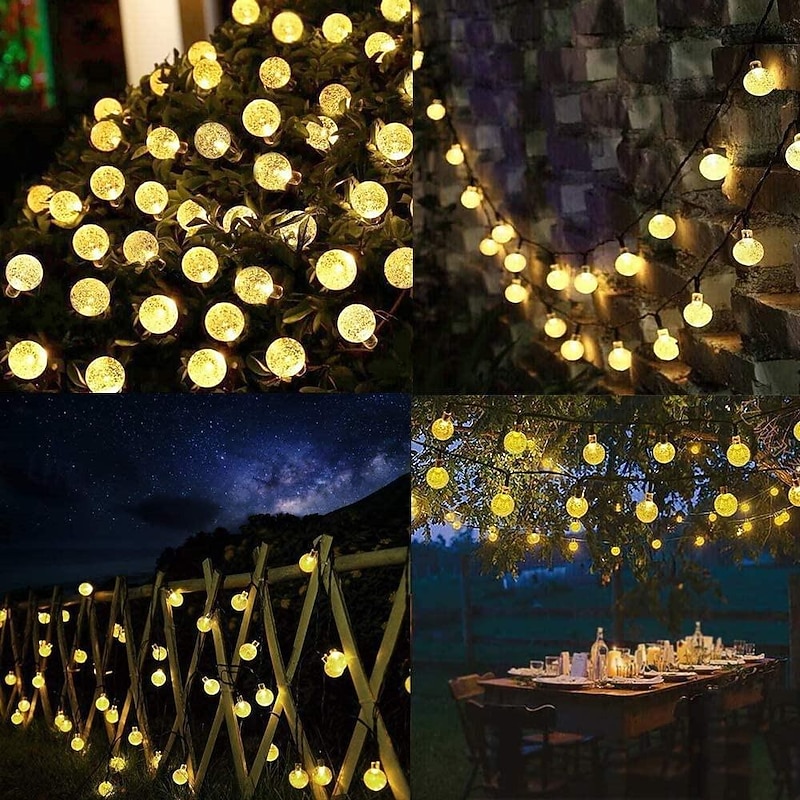 Outdoor Solar String Lights, 10M 50LED Waterproof Christmas Fairy Lights with 8 Modes, Crystal Ball Design for Christmas, Garden, Lawn, Porch, Gazebo & Bistro Decor3