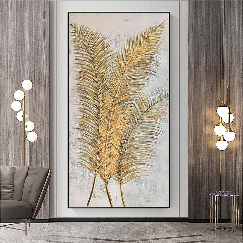 Golden Leaves Contemporary Art hand painted Abstract Oversized Extra painting Large Knife Palette Painting Hand Painted Thick Texture Modern painting Wall Art painting for living room bedroom artwork