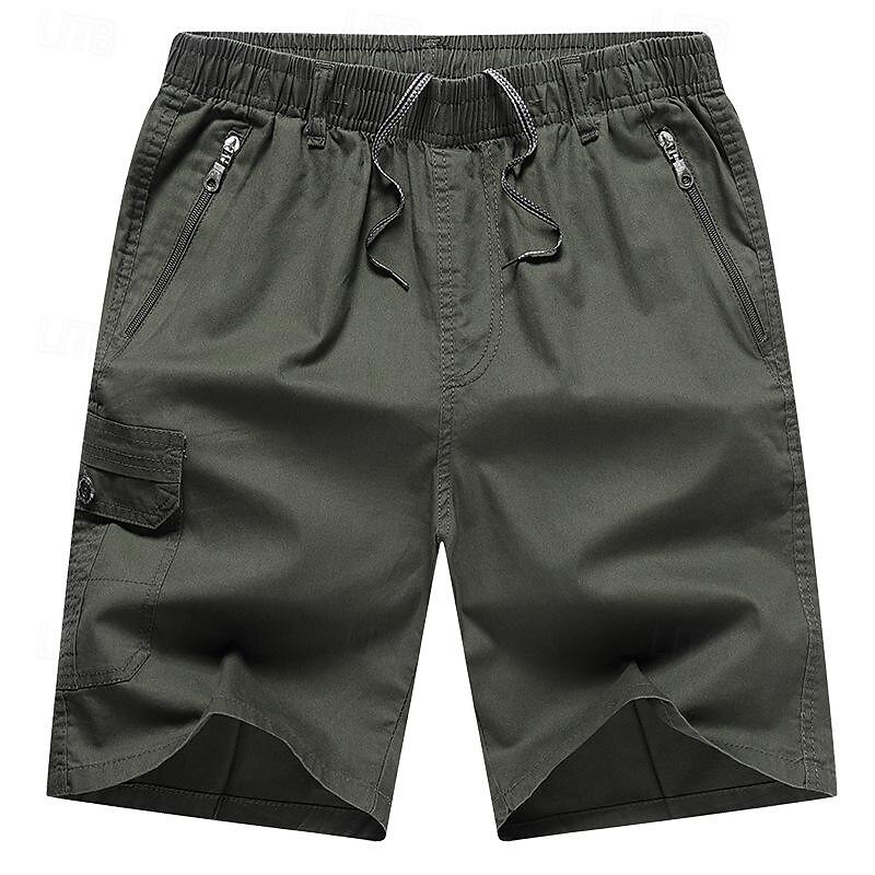 Men's Cargo Shorts Shorts Work Shorts Drawstring Elastic Waist Multi Pocket Plain Wearable Short Outdoor Daily Going out Fashion Classic Black Yellow2