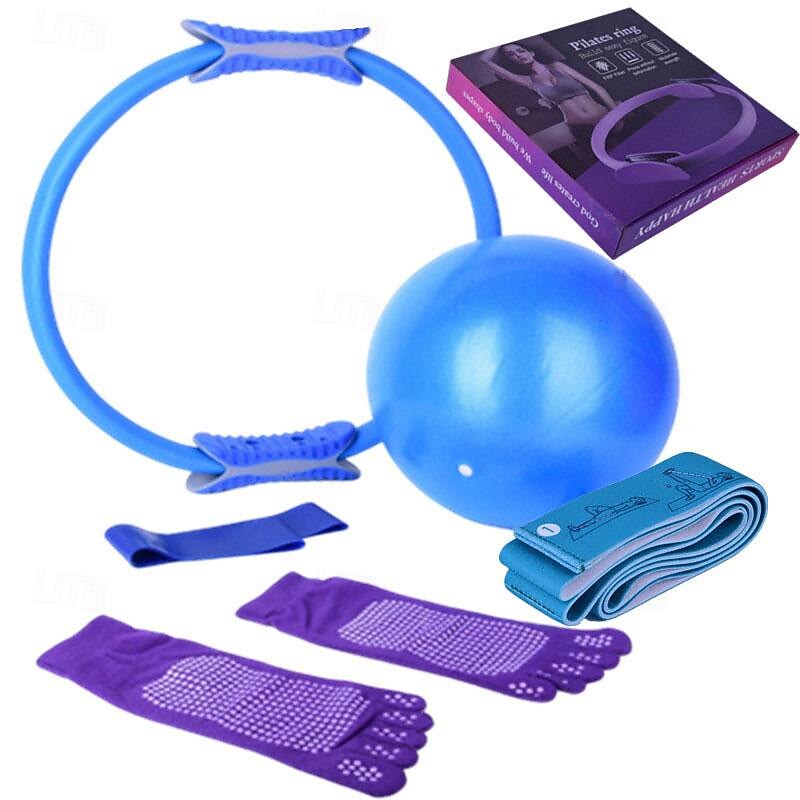 Yoga Circle Six Piece Pilates Circle Leg Clamp Position Belt Anti slip Yoga Long Finger Socks Open Back Latex Tension Ring4