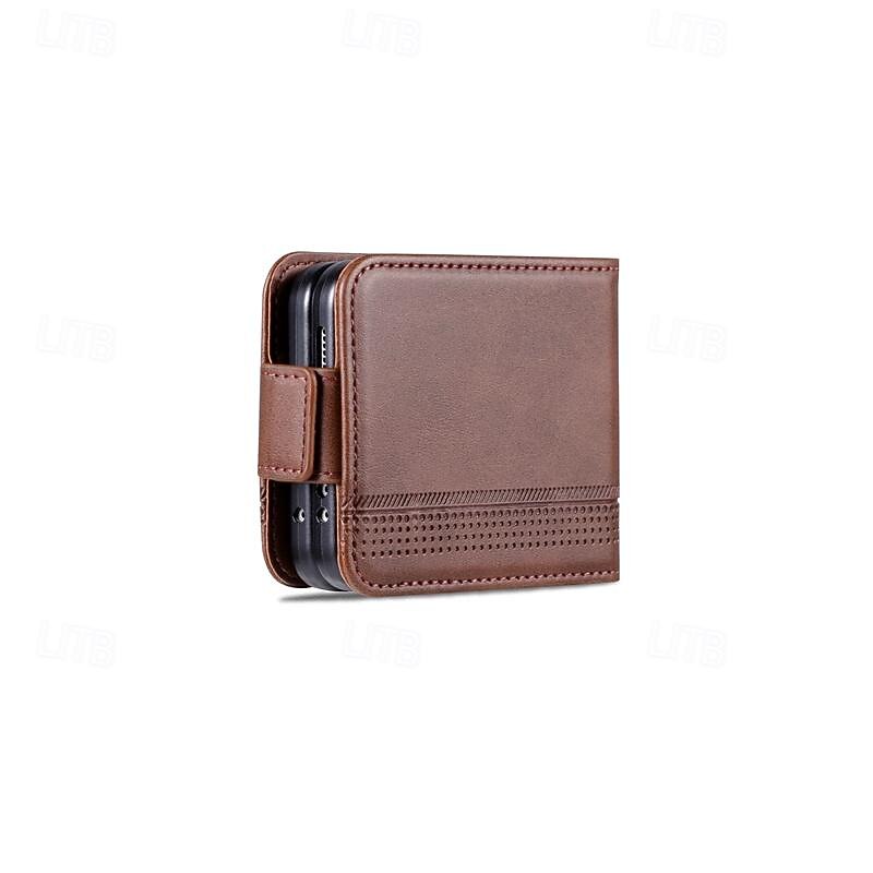 Phone Case For Samsung Galaxy Z Flip 7 Z Flip 6 Z Flip 5 Z Flip 4 Z Flip 3 Flip Cover Full Body Protective Card Slot Shockproof Retro PC PU Leather4