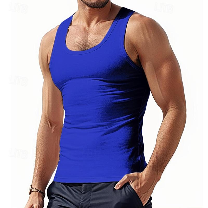 Men's Tank Top Vest Top Undershirt Sleeveless Shirt Sleeveless U Neck Spring & Summer Plain Fashion Designer Basic Vacation Street Going out Black White Red Top Tee for Men3