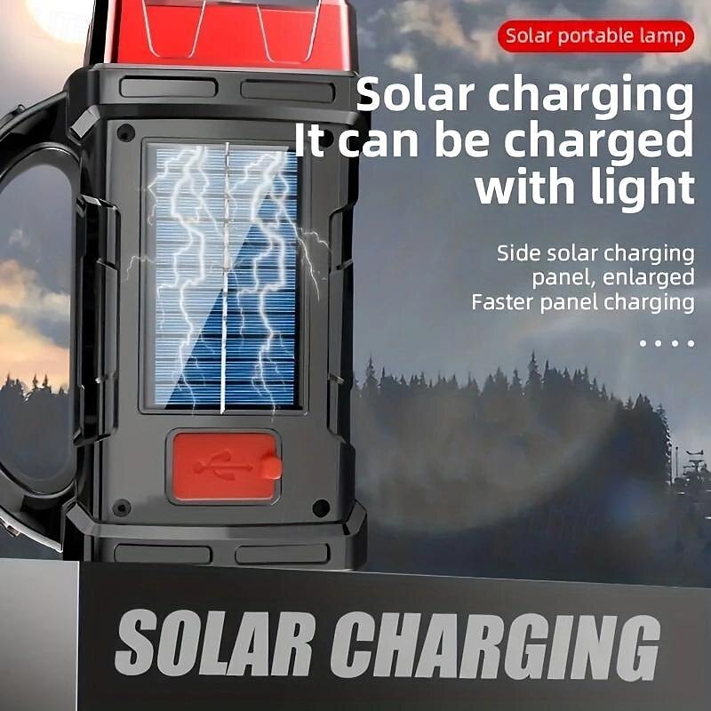 Solar Powered Tactical LED Camping Light - 500 Lumens USB Rechargeable Flashlight, Water Repellent, Long-Range, Multi-Function Outdoor Torch for Outdoor Camping2