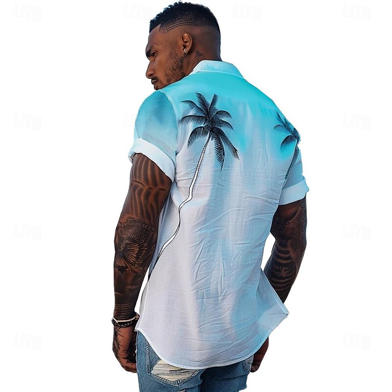 Men's Coconut Tree Palm Tree Tropical Plants Summer Hawaiian Shirt Aloha Shirt Short Sleeves Shirt Turndown Casual Outdoor Vacation Street White S M L2
