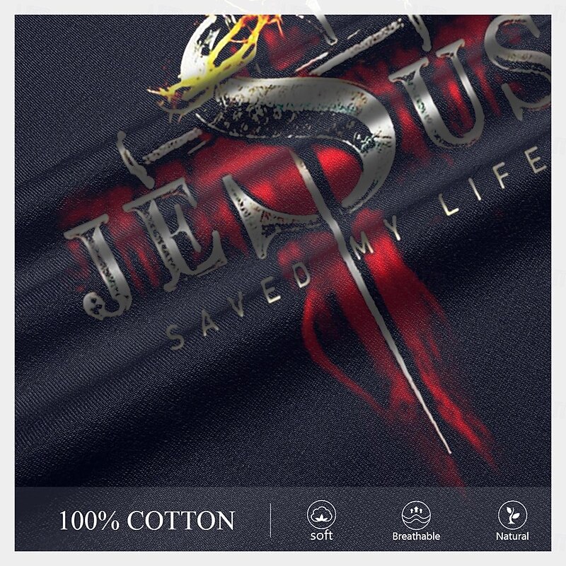 Men's 'Jesus Saved My Life' Graphic Short Sleeve T-Shirt3