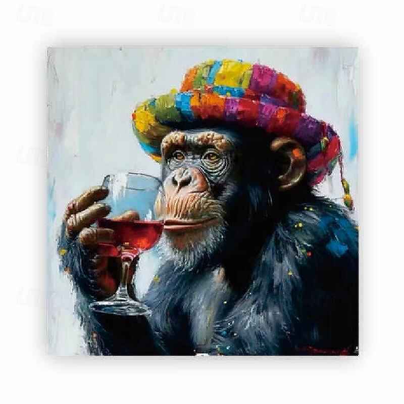 Hand painted  Monkey Animal Oil Painting handmade Textured Canvas Art Monkey Animal Art Hanmade Painting Modern painting for Living Room Wall Decor4