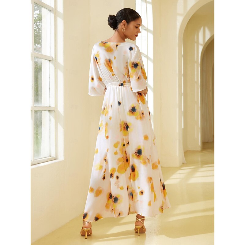 Satin Loose Floral Print Maxi Dress2