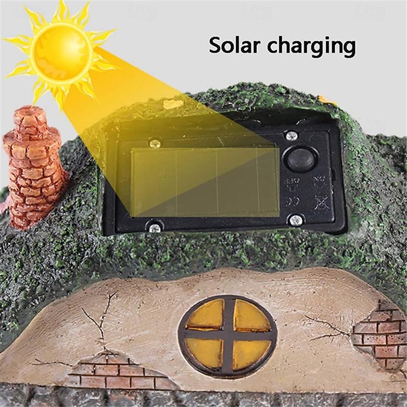 Solar Garden Statue Lights Fairy Garden Shed Resin Decorative Lights for Yards, Lawns, Yard Art Decorations, Housewarming Gifts3