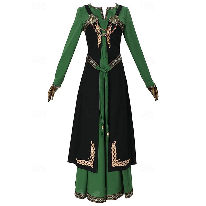 Medieval Renaissance Cocktail Dress Masquerade Prom Dress Ranger Elven Fancy Dress Women's Celtic Viking Fantasy Halloween Carnival Masquerade Party / Evening Festival Adults' Dress