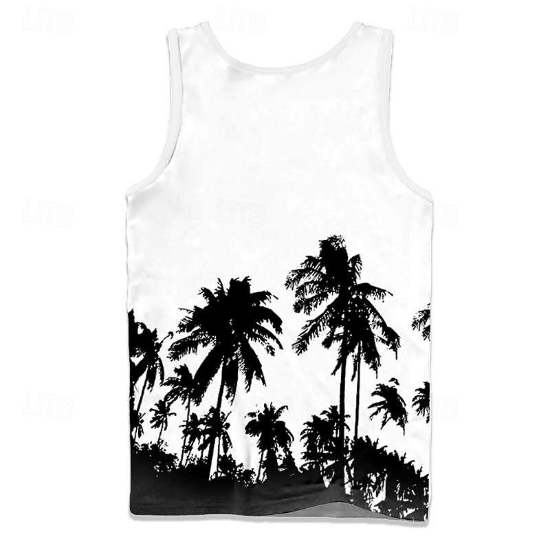 Men's Graphic Coconut Palm Vest Top Sleeveless T Shirt for Men Sleeveless T shirt 3D Print Crew Neck Shirt Vacation Tropical Designer Party Daily Gym White Spring & Summer Clothing Apparel S M L XL2