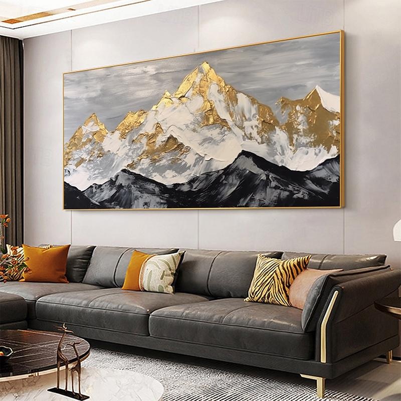 Handmade Landscape Wall Art Gold Mountains 3D Heavy Textured Oil Painting Modern Abstract Artwork Canvas Pictures Home Decor No Frame2