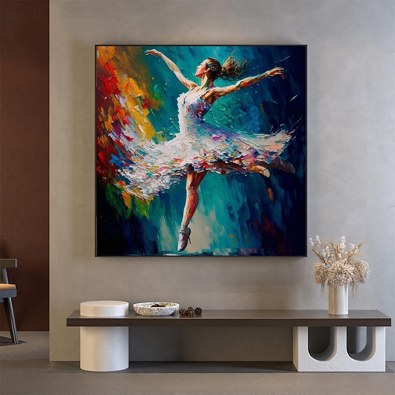 Oil Painting Handmade Hand Painted Square Wall Art Impression Dancer Canvas Painting Home Decoration Decor Stretched Frame Ready to Hang4