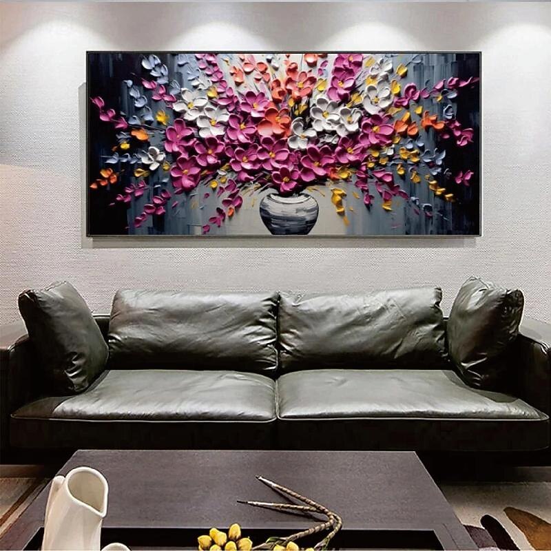 3D Flower oil painting Hand Painted Canvas Flower Art painting hand painted Abstract Landscape Texture Oil Painting Tree Planting wall Painting Bedside Painting Bedroom Art Spring decor2