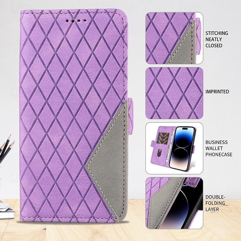 Phone Case For iPhone 16 15 14 Pro Max Plus 13 12 11 Pro Max Mini Wallet Case Magnetic Full Body Protective Kickstand Geometric Pattern TPU PU Leather3