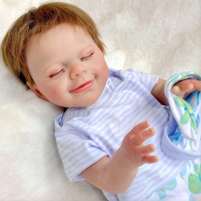 18 inch Reborn Doll Baby & Toddler Toy Reborn Toddler Doll Doll Reborn Baby Doll Baby Baby Boy Baby Girl Reborn Baby Doll April Newborn lifelike Gift Hand Made Non Toxic Vinyl W-03 with Clothes and4