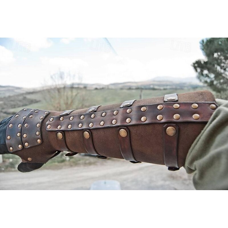 Medieval Renaissance Steampunk Cosplay Costume Armor Masquerade Warrior Viking Crusader Archery Fancy Dress Men's Women's Viking Halloween Masquerade Performance Stage LARP Adults' Bracers Arm Guards4