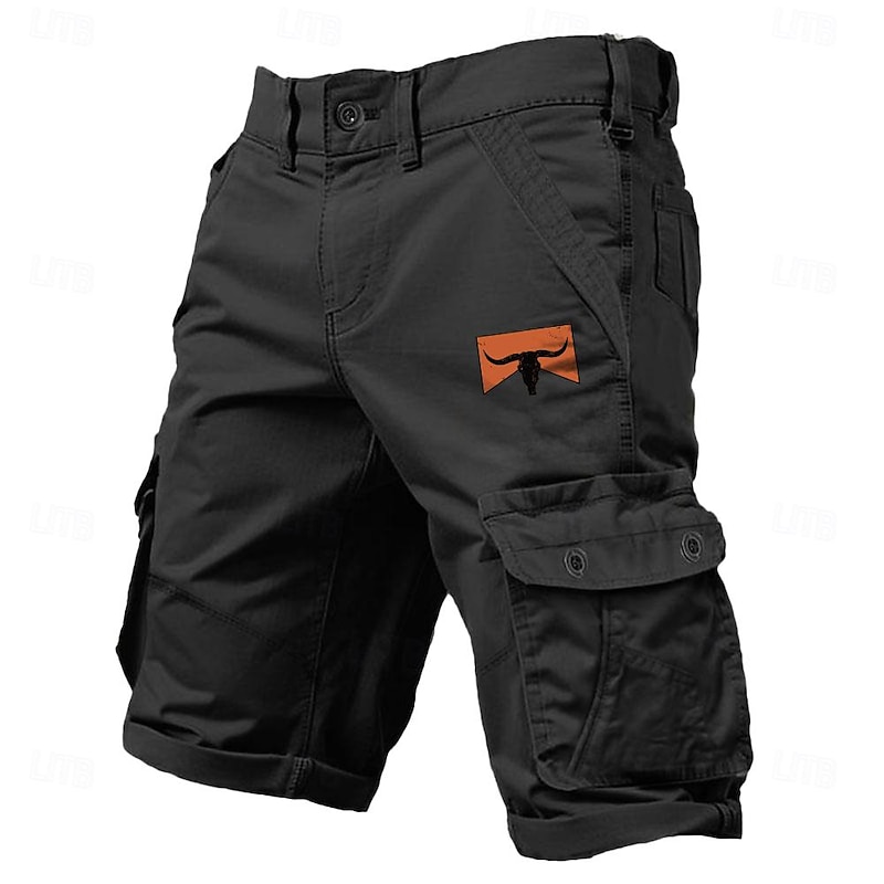 Men's Cargo Shorts Multi-Pockets Cowboy Printed Outdoor Short Sports Classic Micro-elastic Cargo4