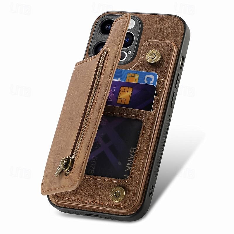 Phone Case For iPhone 17 Pro Max 17 Air 16 15 14 Pro Max Plus 13 12 11 Pro Max Mini Back Cover with Stand Holder Card Slot Shockproof Retro TPU PU Leather4