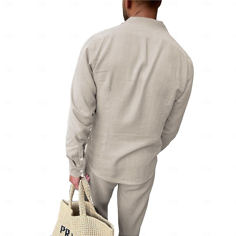 Men's Shirt Beach Shirt Coconut Tree Outdoor Vacation Khaki Stand Collar Summer Spring Clothing Apparel Print2