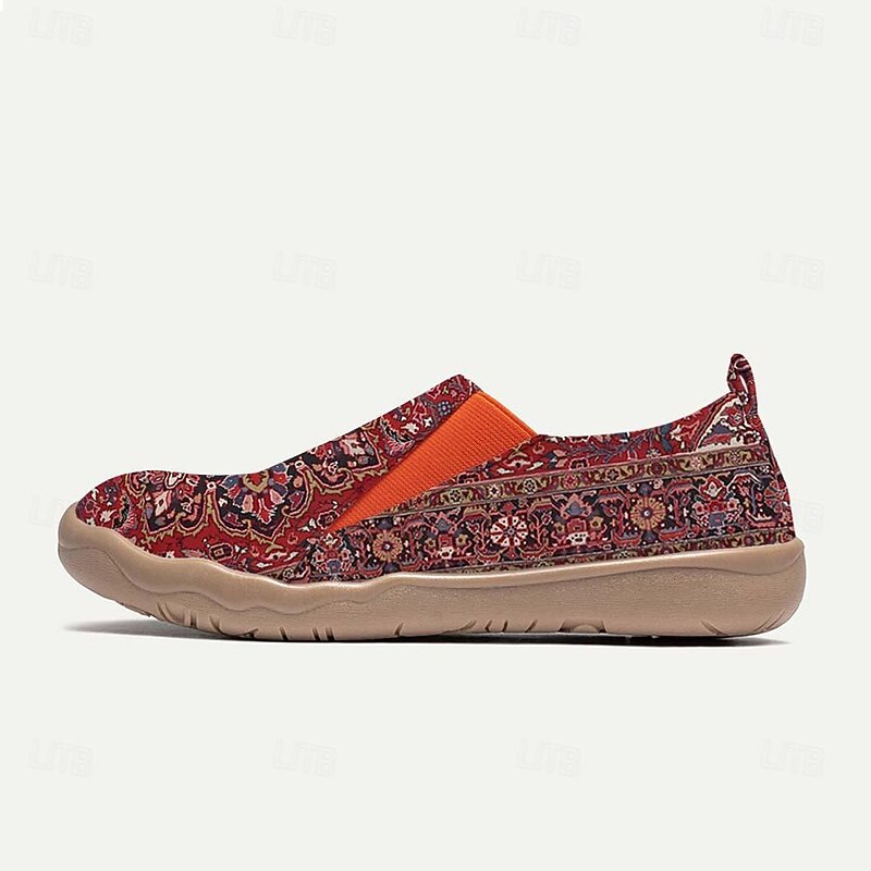 Women's Sneakers Flats Slip-Ons Print Shoes Slip-on Sneakers Daily Vacation Travel Floral National Totem Flat Heel Bohemia Vacation Casual Walking Canvas Loafer Yellow Red Blue2