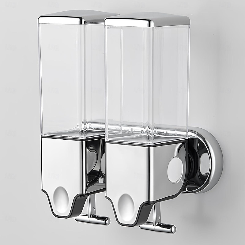 No-Drill  Wall Mounted soap Dispenser for Bathroom and Kitchen, Shampoo and Conditioner Dispenser Drill Free with Adhesive