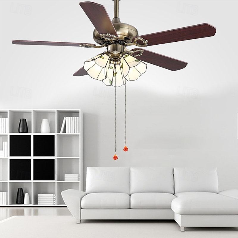 Ceiling Fan with Lights and Remote 108/120/130cm Industrial Fandelier Indoor Vintage Chandelier Fan Light for Bedroom, Living Room, Dinning Room, Kids Room Warm Light4