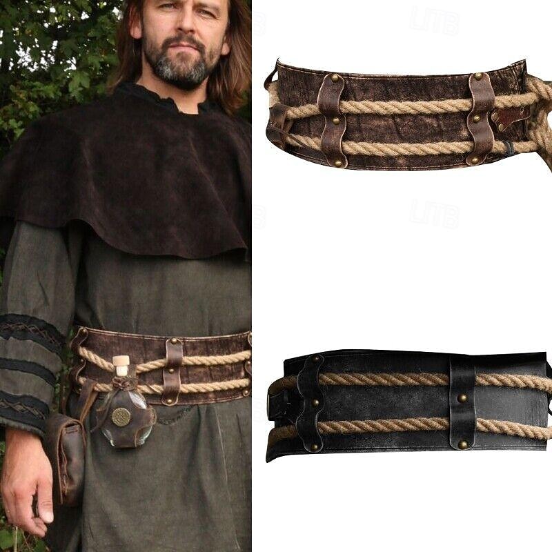 Medieval Renaissance Steampunk Cosplay Costume Waist Belt Warrior Viking Celtic Knight Fancy Dress Men's Women's Halloween Masquerade Performance Stage LARP Adults' Belt Waist Belt All Seasons