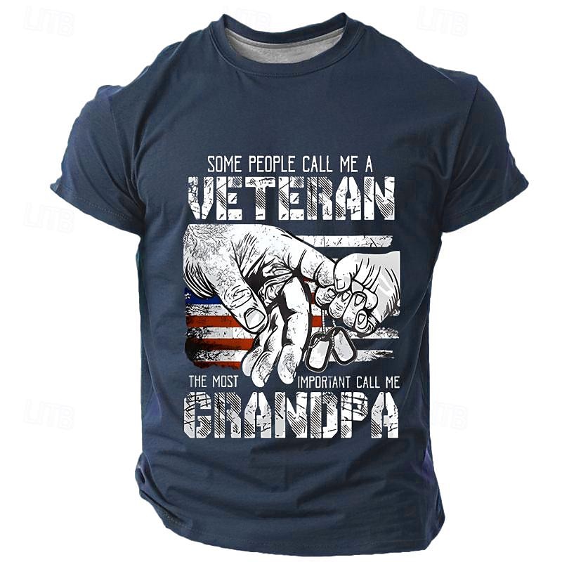 Veterans Day Men's Patriot Patriotic Veteran Veterans T shirt Short Sleeve T shirt 3D Print Crew Neck Shirt Daily Street Style Street Dads Day Gifts Black Red Blue Summer Spring Clothing Apparel S M