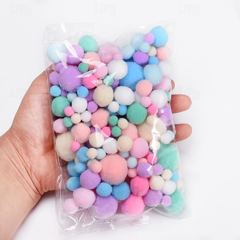 2PCS High Elasticity Gradient Christmas Colored Plush Ball DIY Plush Ball Children's Handmade Jewelry Material Accessories3