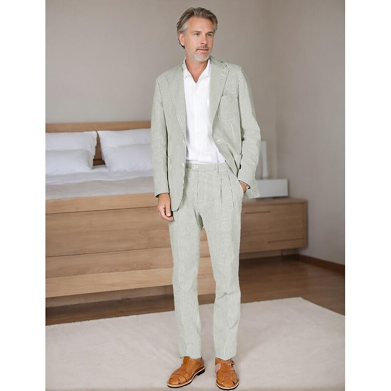 Men's Beach Wedding Suits Peak Pink Navy Blue Solid Colored Standard Fit 2 Piece Single Breasted Two-buttons4