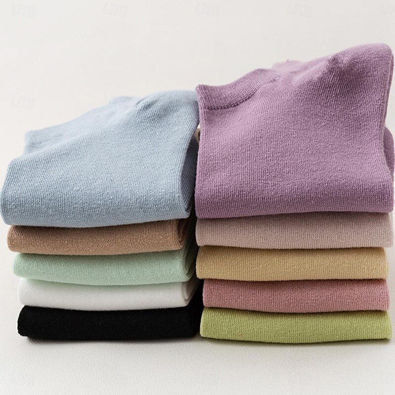 10 Pairs Women's Ankle Socks Low Cut Socks Work Daily Holiday Solid Color Cotton Sporty Casual Vintage Retro Casual Sports Socks2