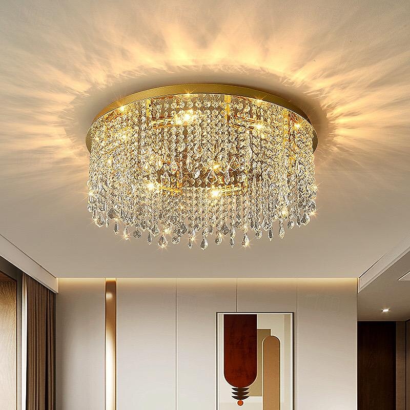 Gold Luxury LED Ceiling Chandeliers Compatible with Living Room Modern Crystal Hanging Lamp Compatible with Ceiling Home Decor,Ceiling Lighting
